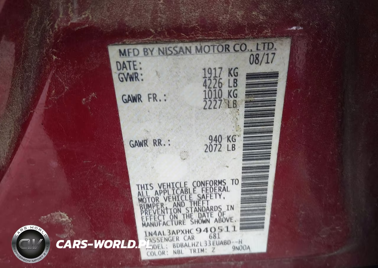 2017 Nissan Altima 2.5 Sr VIN:1N4AL3APXHC940511 - 9