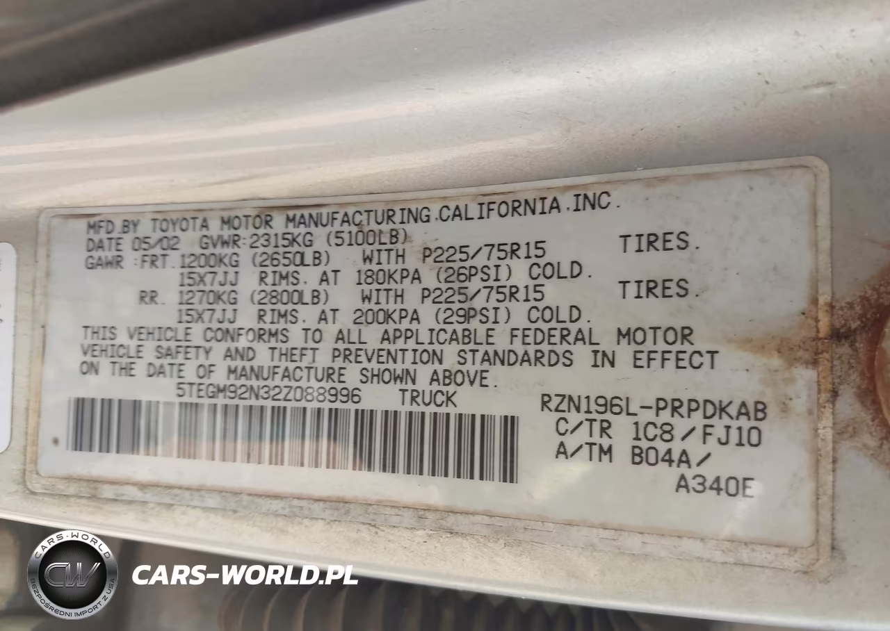 2002 Toyota Tacoma Prerunner VIN:5TEGM92N32Z088996 - 9