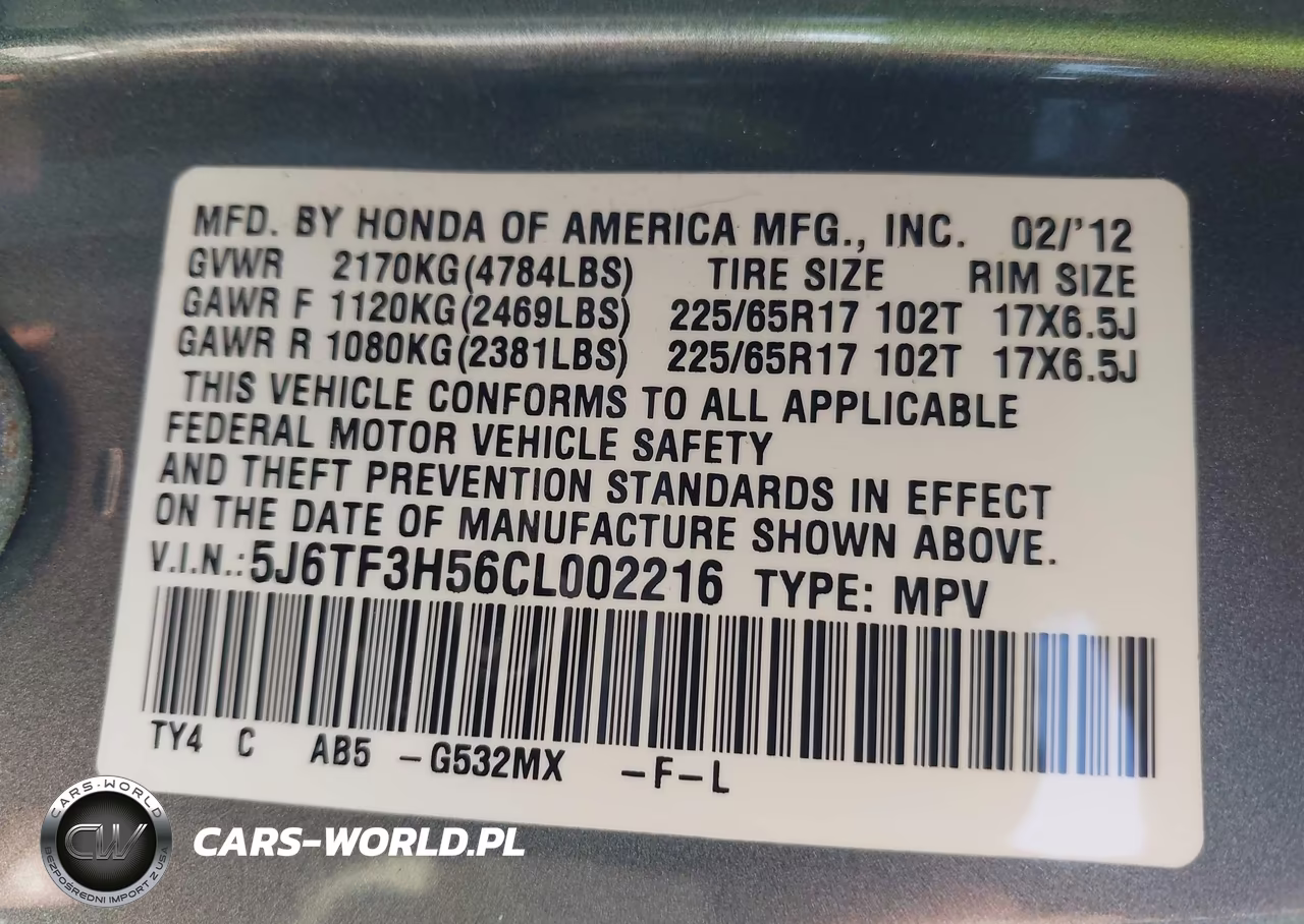2012 Honda Crosstour 2.4 Ex-L VIN:5J6TF3H56CL002216 - 9
