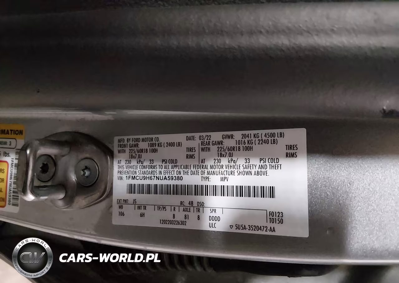 2022 Ford Escape Sel VIN:1FMCU9H67NUA59380 - 9