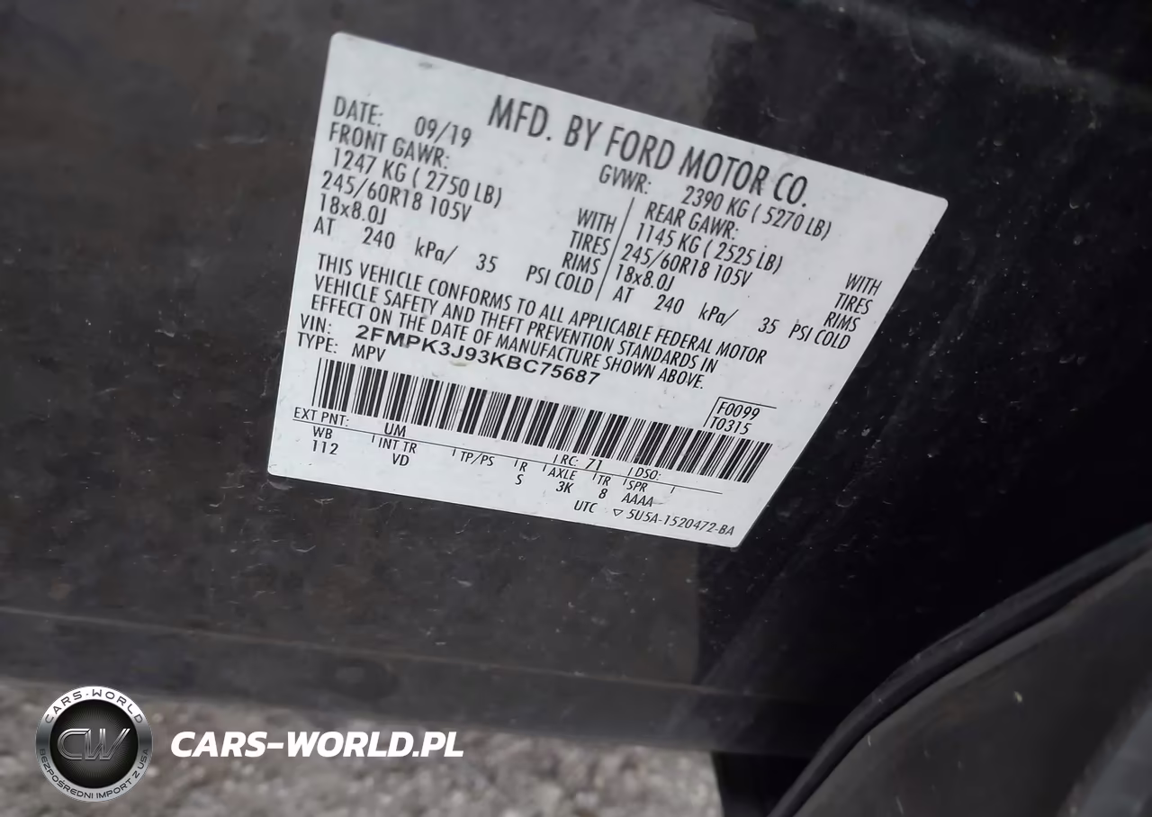2019 Ford Edge Sel VIN:2FMPK3J93KBC75687 - 9