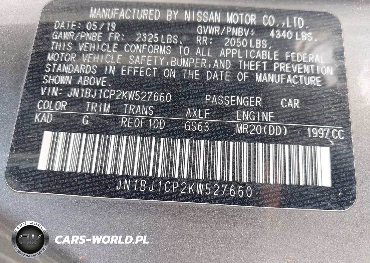 2019 Nissan Rogue Sport S VIN:JN1BJ1CP2KW527660 - 9
