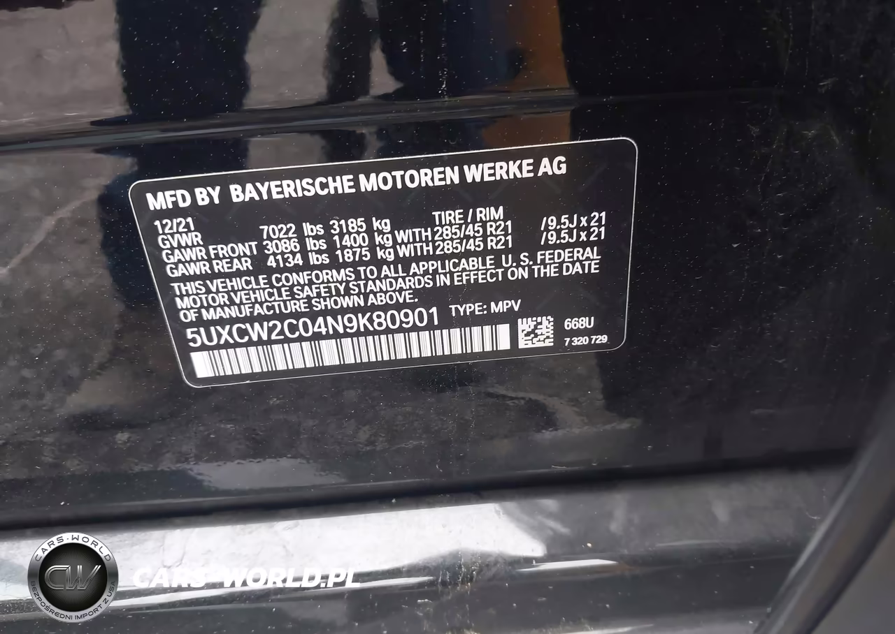 2022 BMW X7 xDrive40I VIN:5UXCW2C04N9K80901 - 9