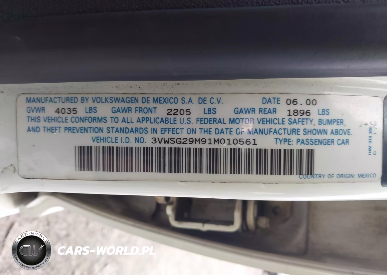 2001 Volkswagen Jetta Gls Vr6 VIN:3VWSG29M91M010561 - 9