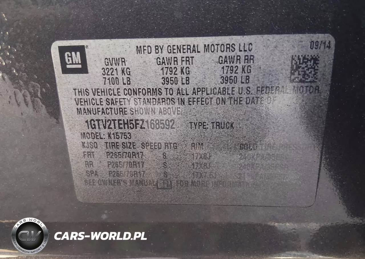 2015 GMC Sierra 1500 VIN:1GTV2TEH5FZ168592 - 9