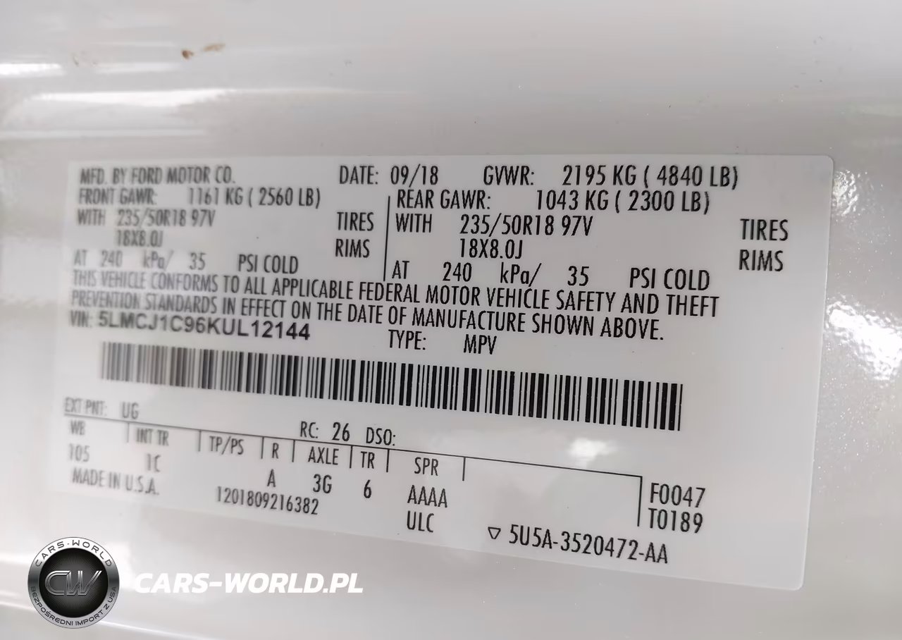 2019 Lincoln Mkc Standard VIN:5LMCJ1C96KUL12144 - 9