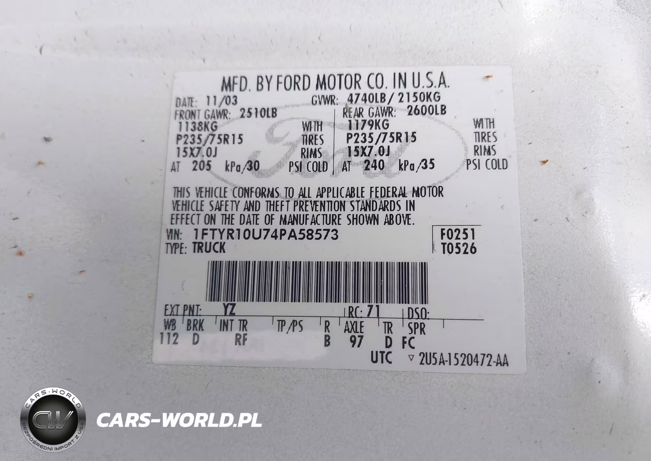 2004 Ford Ranger Edge-Xl-Xlt VIN:1FTYR10U74PA58573 - 9