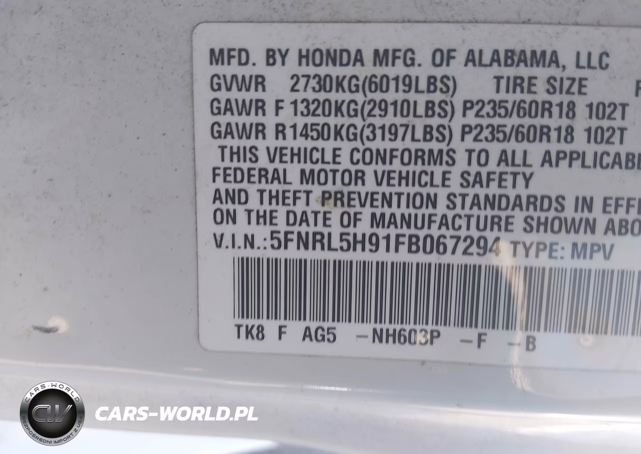 2015 Honda Odyssey Touring-Touring Elite VIN:5FNRL5H91FB067294 - 9