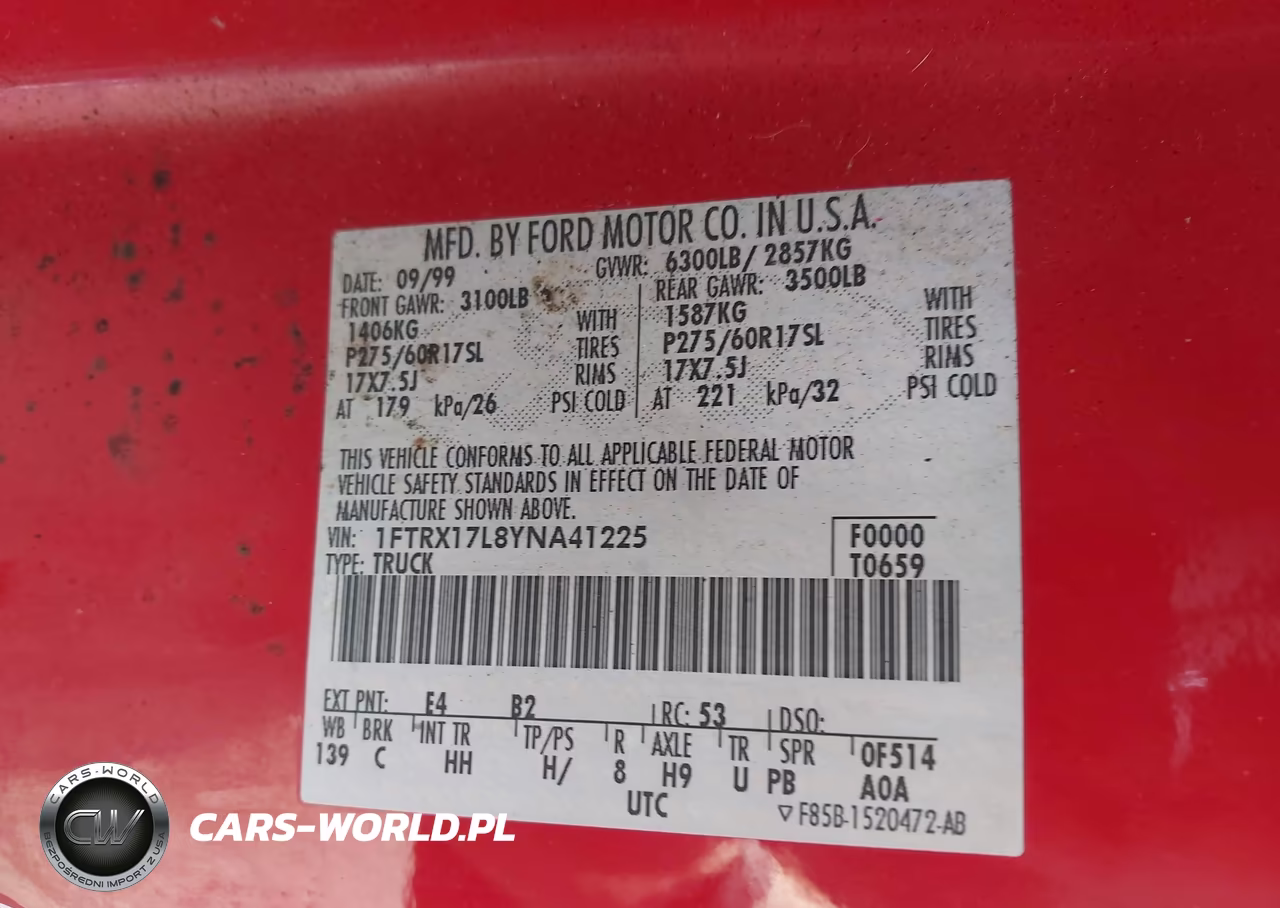 2000 Ford F-150 Lariat-Work Series-Xl-Xlt VIN:1FTRX17L8YNA41225 - 9
