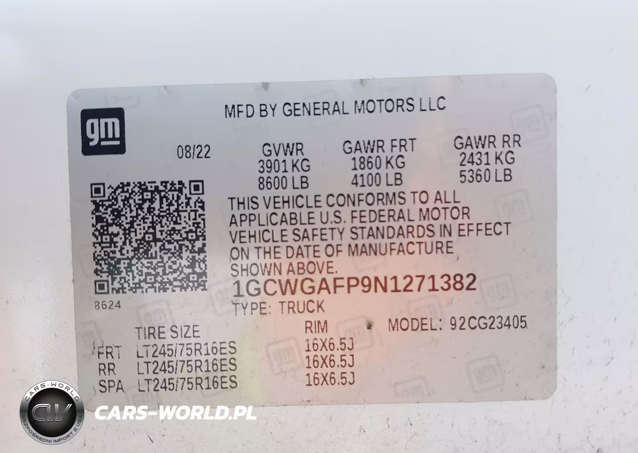 2022 Chevrolet Express Cargo Rwd 2500 Regular Wheelbase Wt VIN:1GCWGAFP9N1271382 - 9