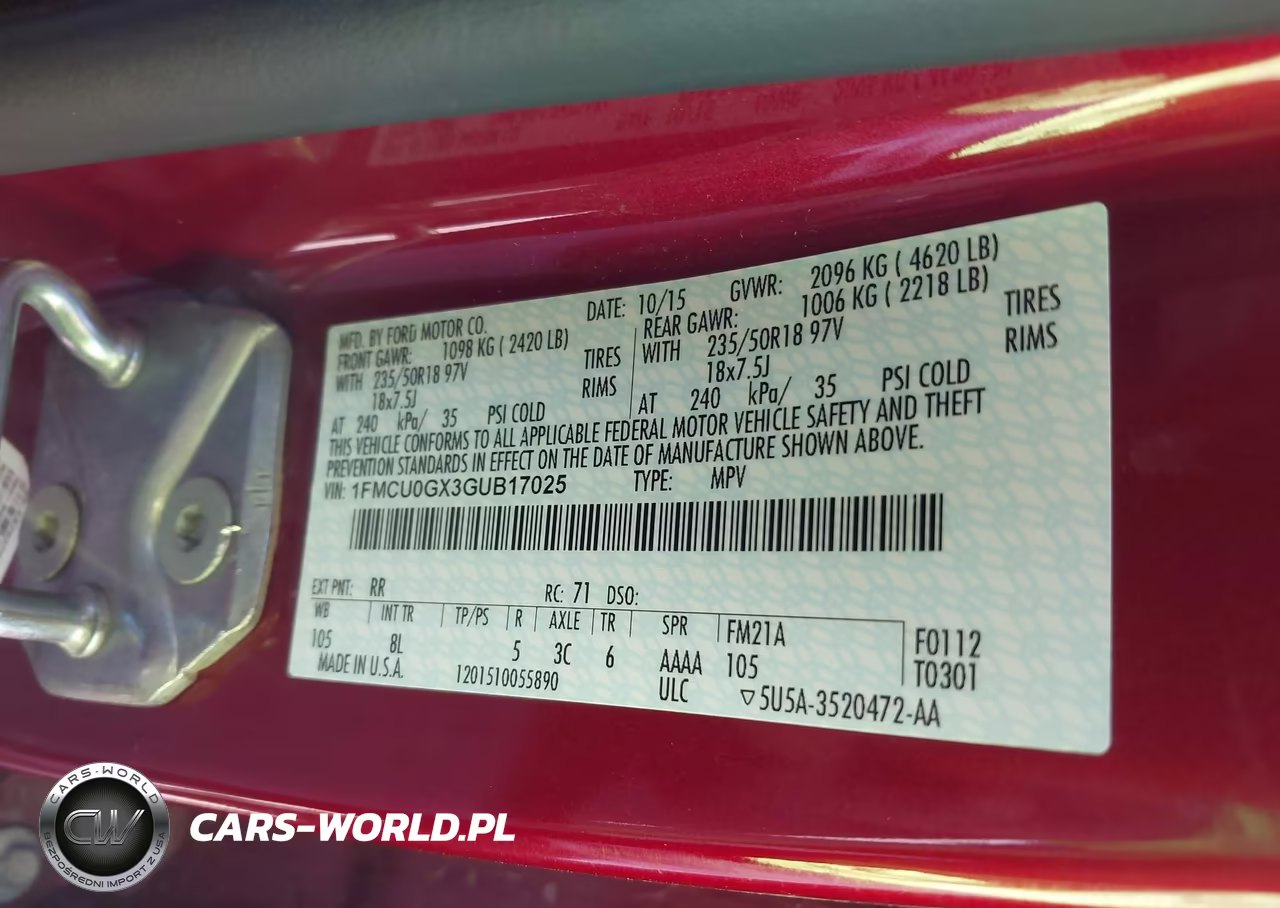 2016 Ford Escape Se VIN:1FMCU0GX3GUB17025 - 9