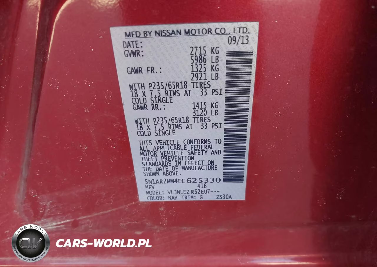 2014 Nissan Pathfinder Sv VIN:5N1AR2MM4EC625330 - 9