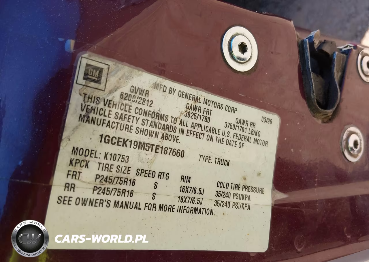 1996 Chevrolet Gmt-400 K1500 VIN:1GCEK19M5TE187660 - 9
