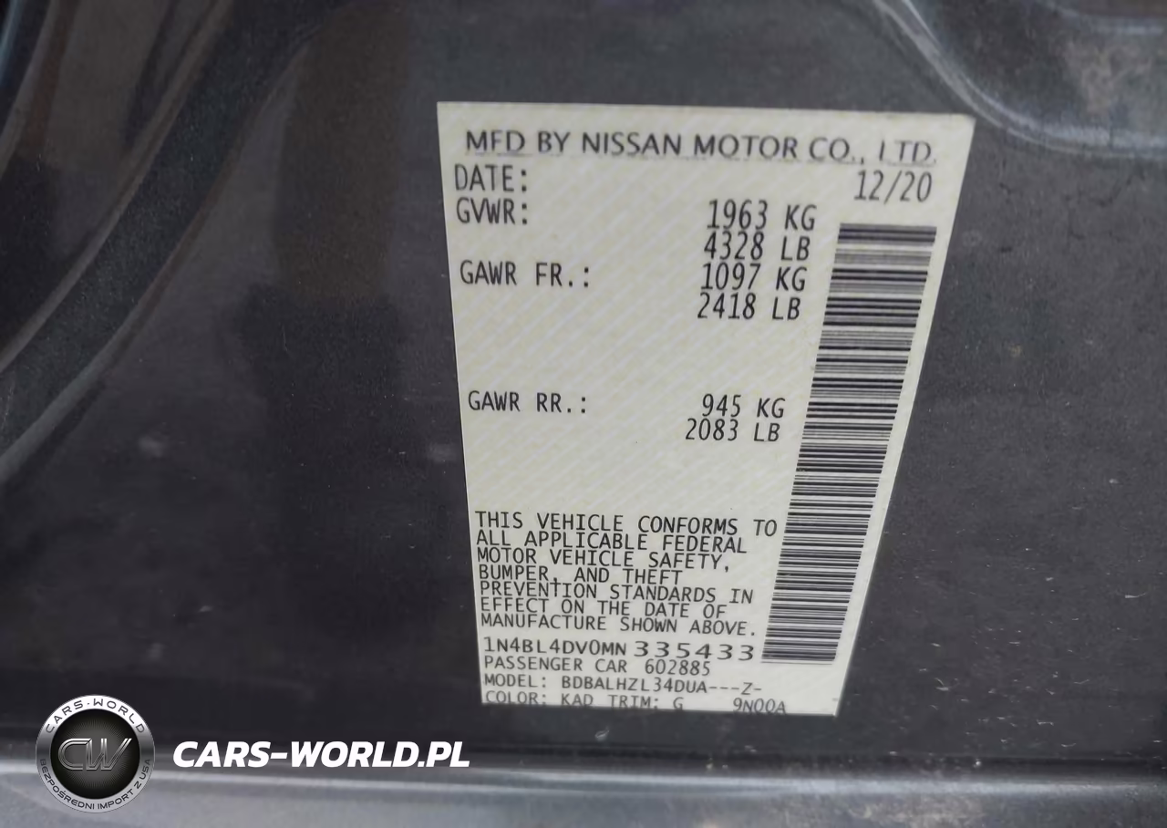 2021 Nissan Altima Sv VIN:1N4BL4DV0MN335433 - 9