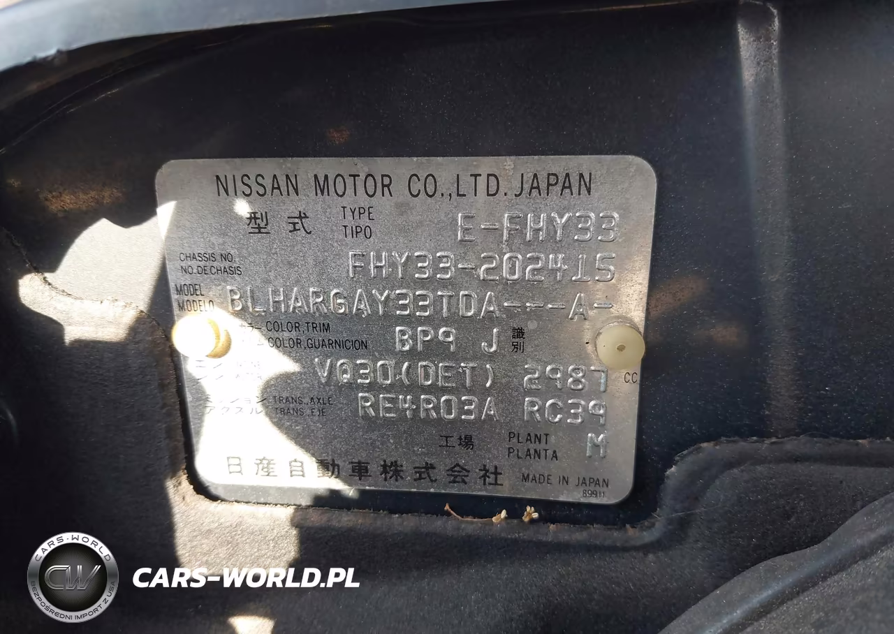 1998 Nissan Cima VIN:000000FHY33202415 - 9