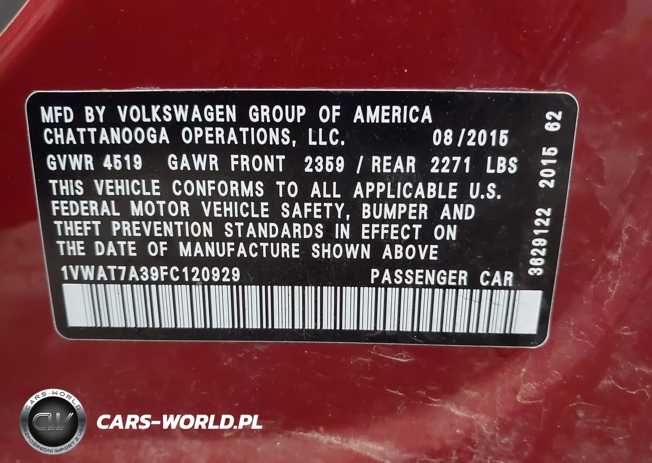2015 Volkswagen Passat 1.8T Limited Edition VIN:1VWAT7A39FC120929 - 9