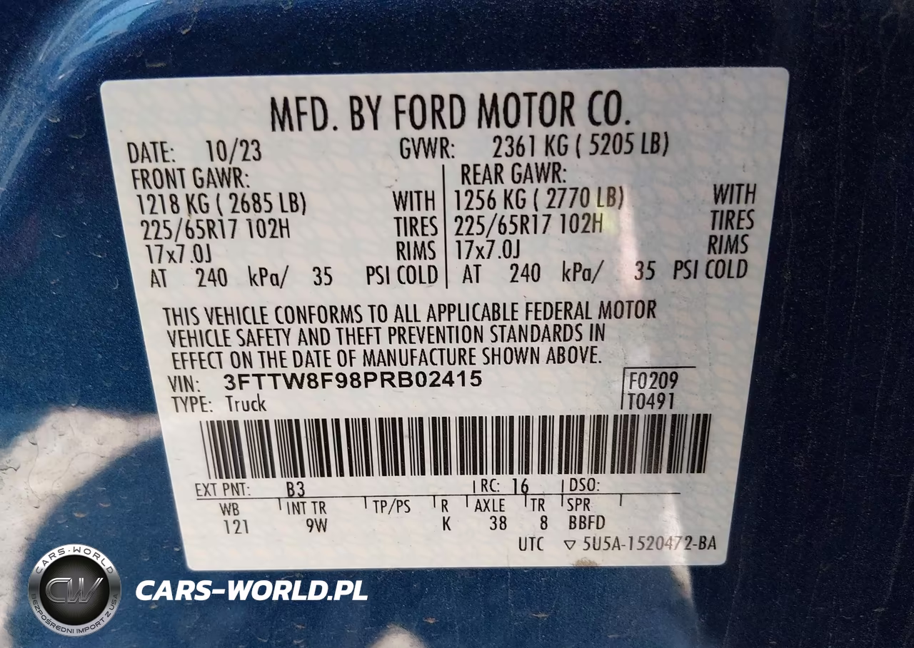 2023 Ford Maverick Xl VIN:3FTTW8F98PRB02415 - 9