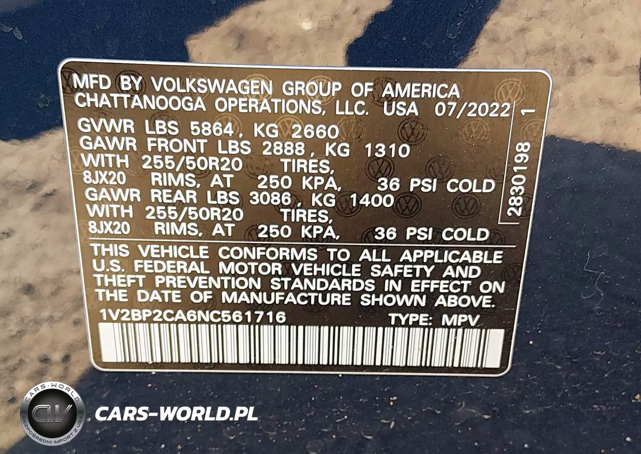 2022 Volkswagen Atlas 2.0T Sel VIN:1V2BP2CA6NC561716 - 9