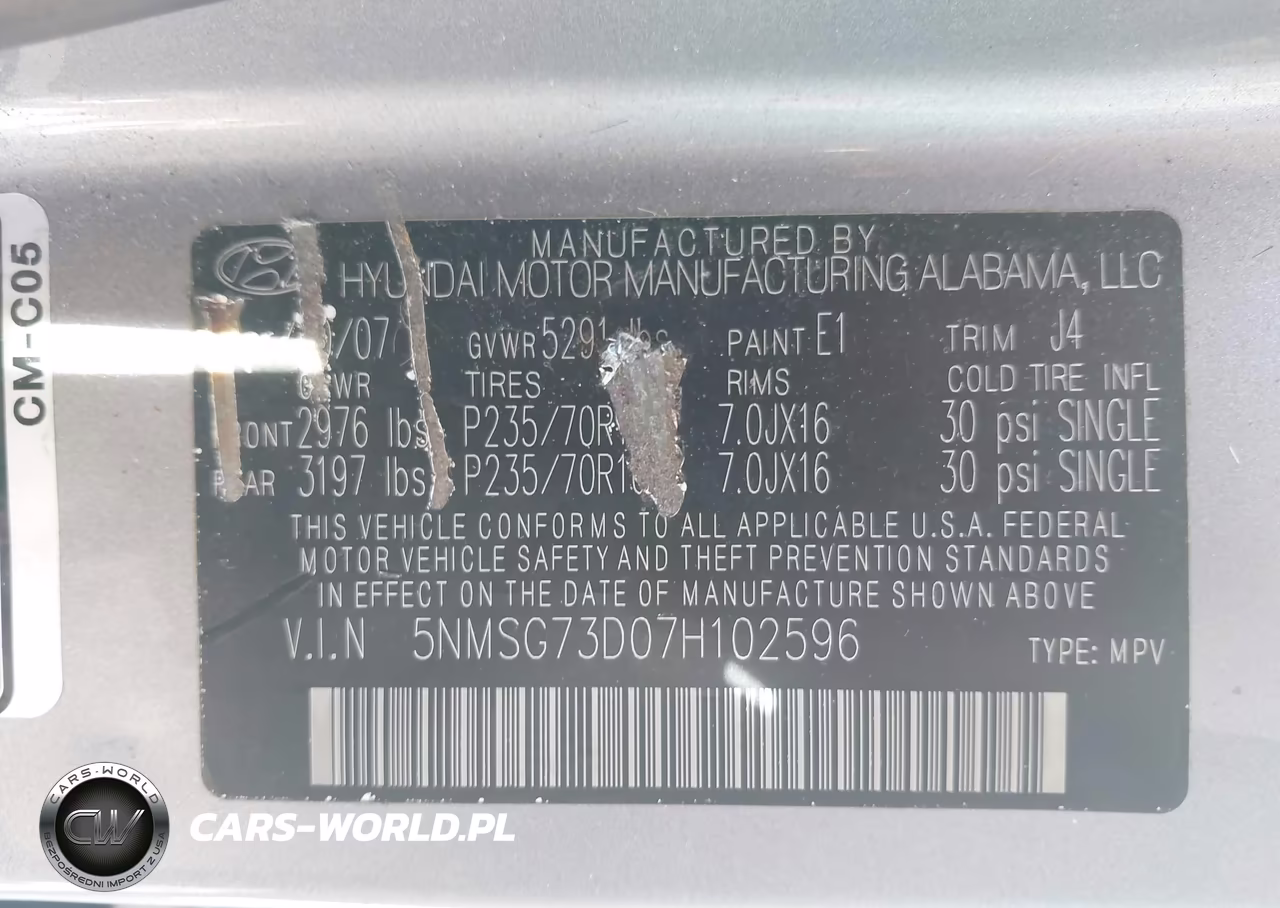 2007 Hyundai Santa Fe Gls VIN:5NMSG73D07H102596 - 9