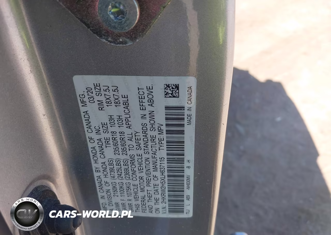 2020 Honda Cr-V Awd Ex VIN:2HKRW2H5XLH637115 - 9