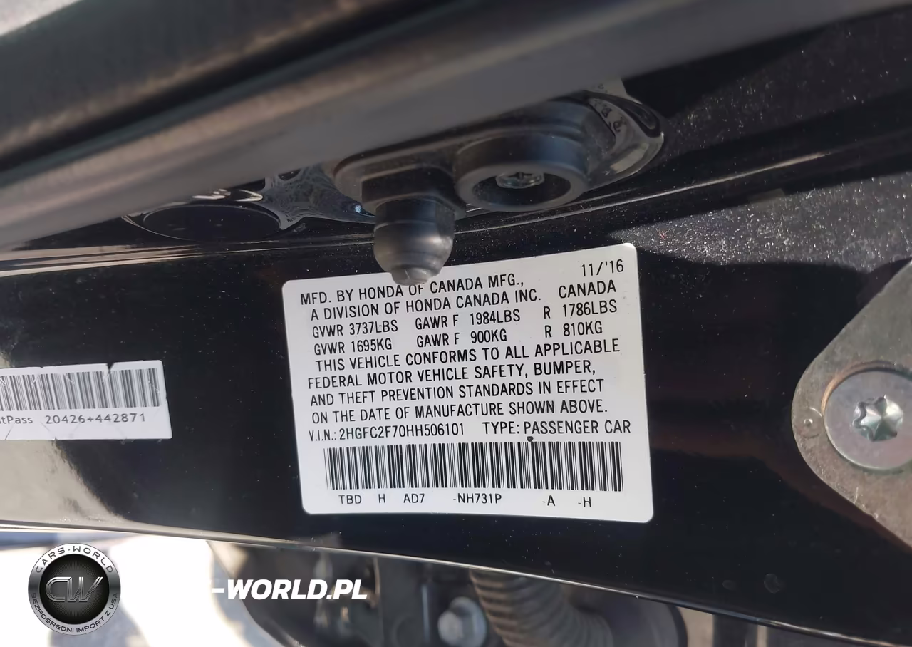 2017 Honda Civic Ex VIN:2HGFC2F70HH506101 - 9