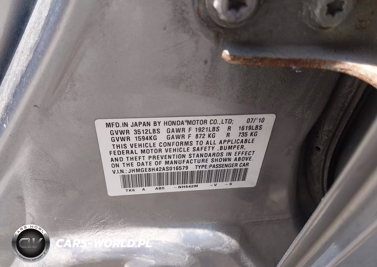 2010 Honda Fit Sport VIN:JHMGE8H42AS016579 - 9