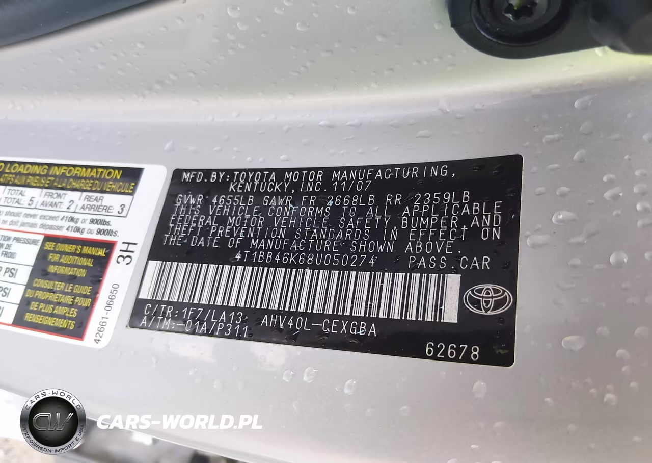 2008 Toyota Camry Hybrid VIN:4T1BB46K68U050274 - 9