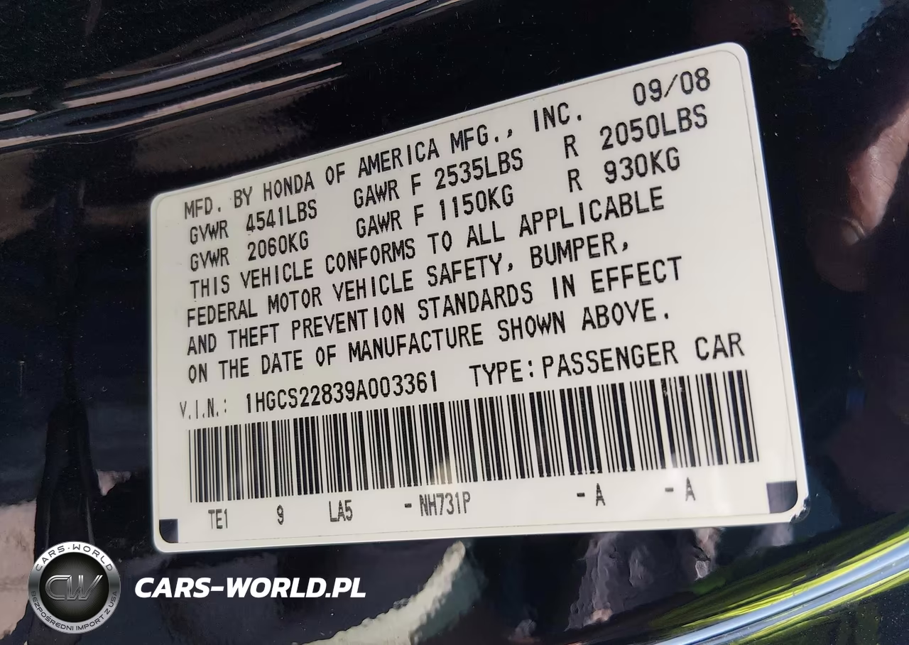 2009 Honda Accord 3.5 Ex-L VIN:1HGCS22839A003361 - 9