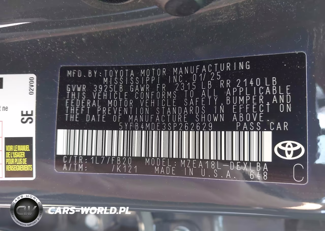 2025 Toyota Corolla Le VIN:5YFB4MDE3SP262629 - 9