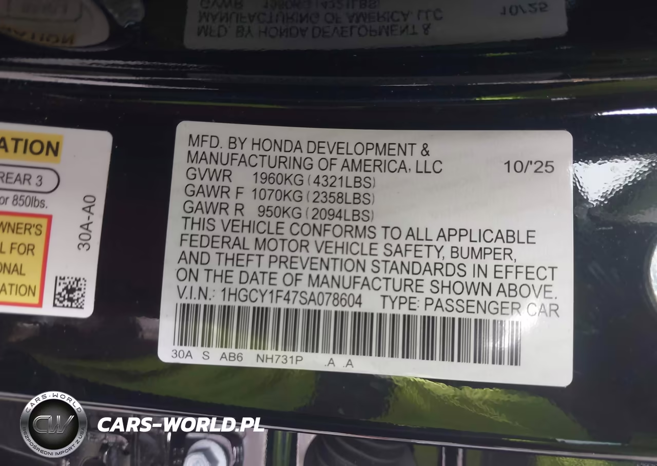 2025 Honda Accord Se VIN:1HGCY1F47SA078604 - 9