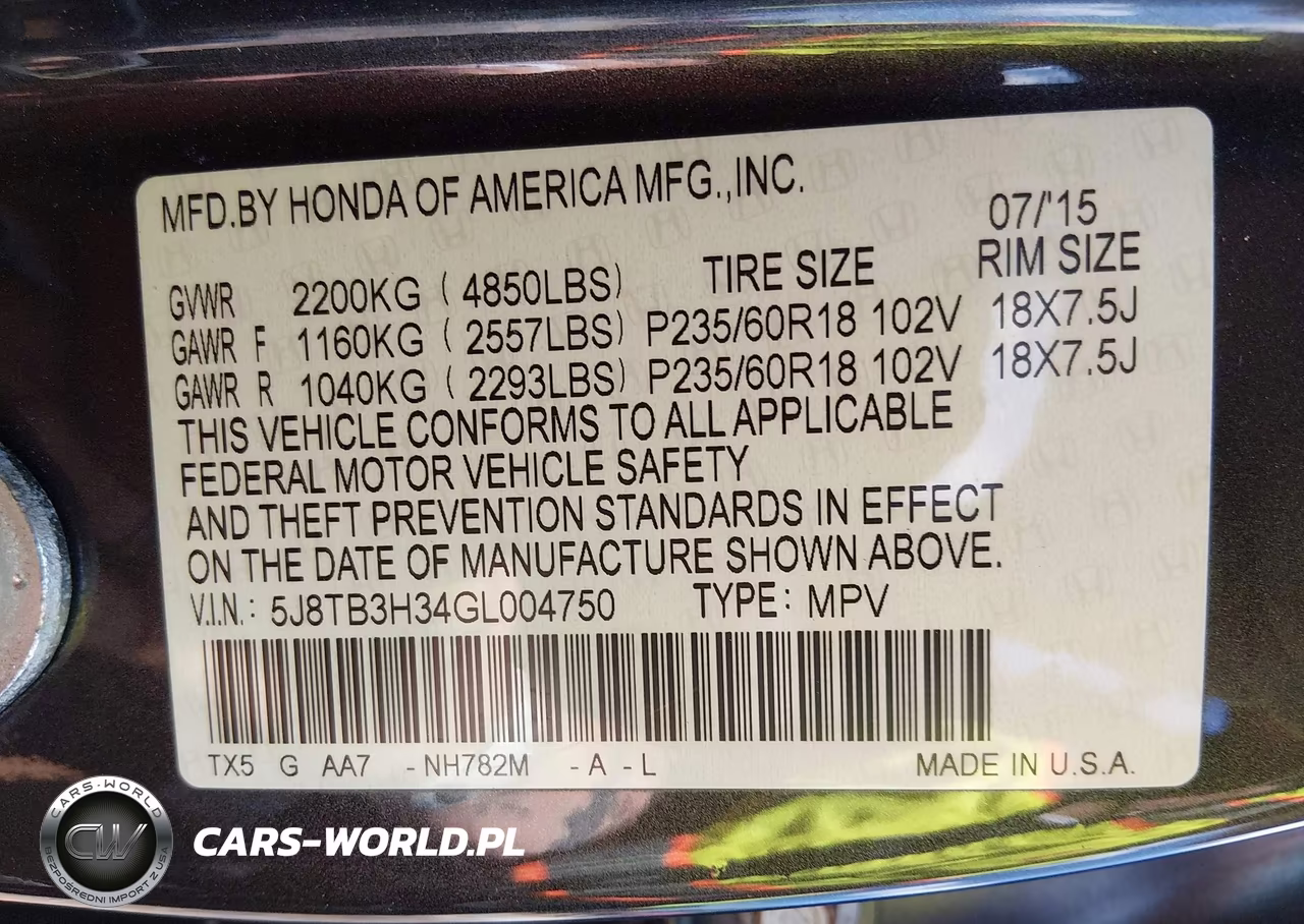 2016 Acura Rdx Acurawatch Plus Pkg VIN:5J8TB3H34GL004750 - 9