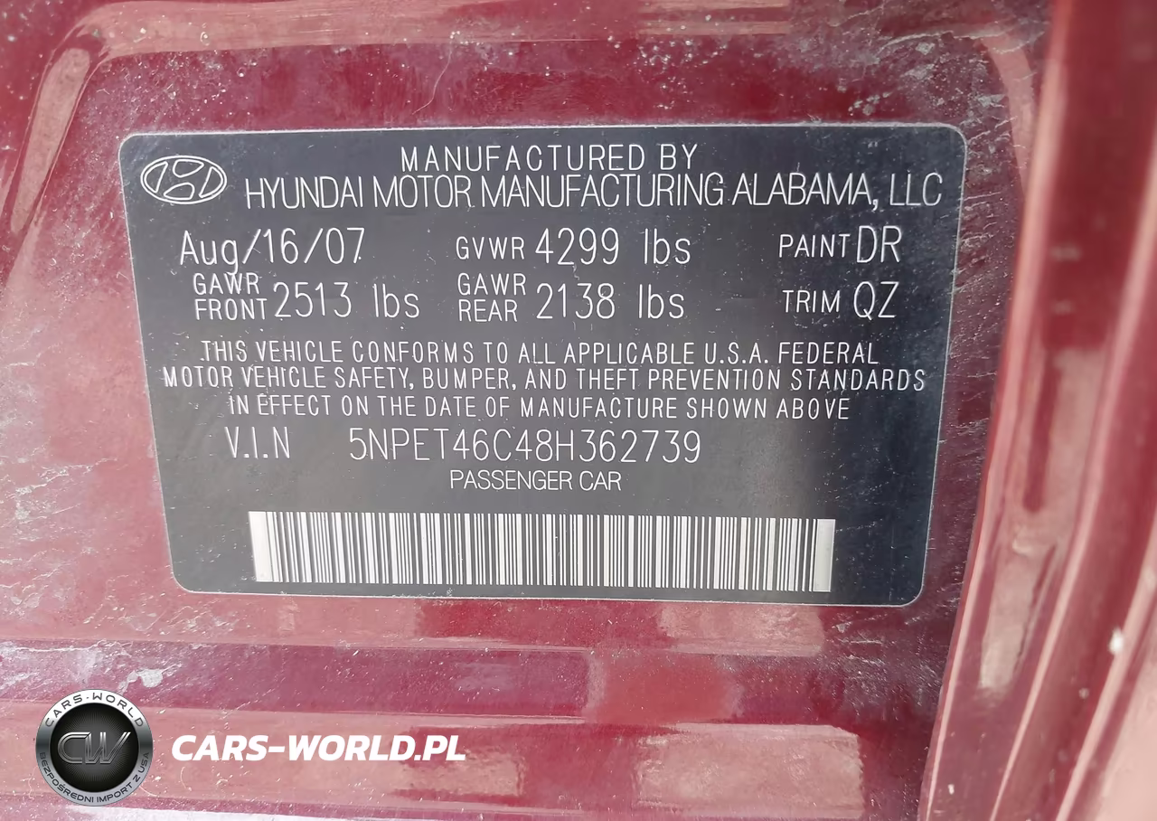 2008 Hyundai Sonata Gls VIN:5NPET46C48H362739 - 9