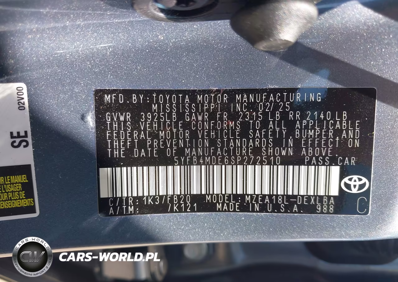 2025 Toyota Corolla Le VIN:5YFB4MDE6SP272510 - 9