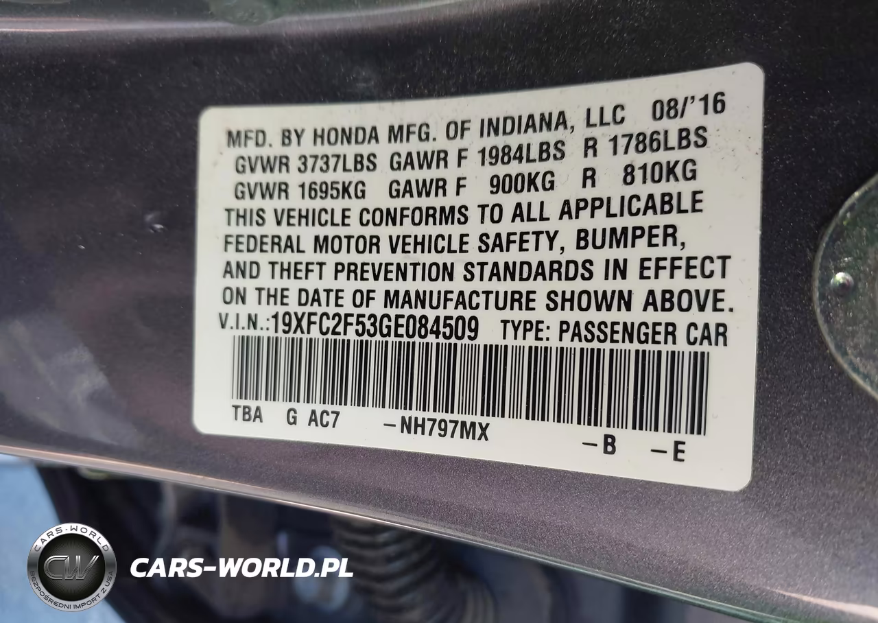 2016 Honda Civic Lx VIN:19XFC2F53GE084509 - 9