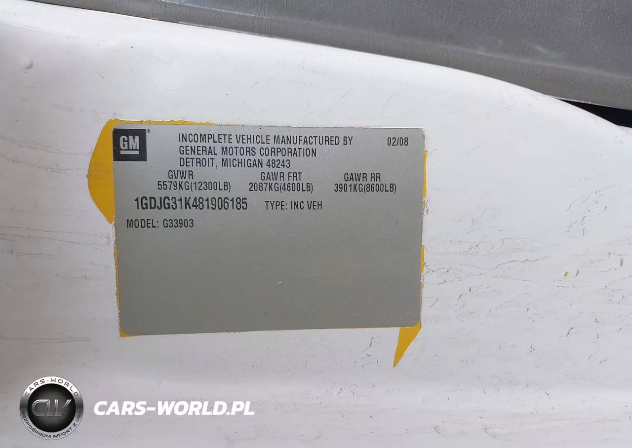2008 GMC Savana Cutaway Work Van VIN:1GDJG31K481906185 - 8