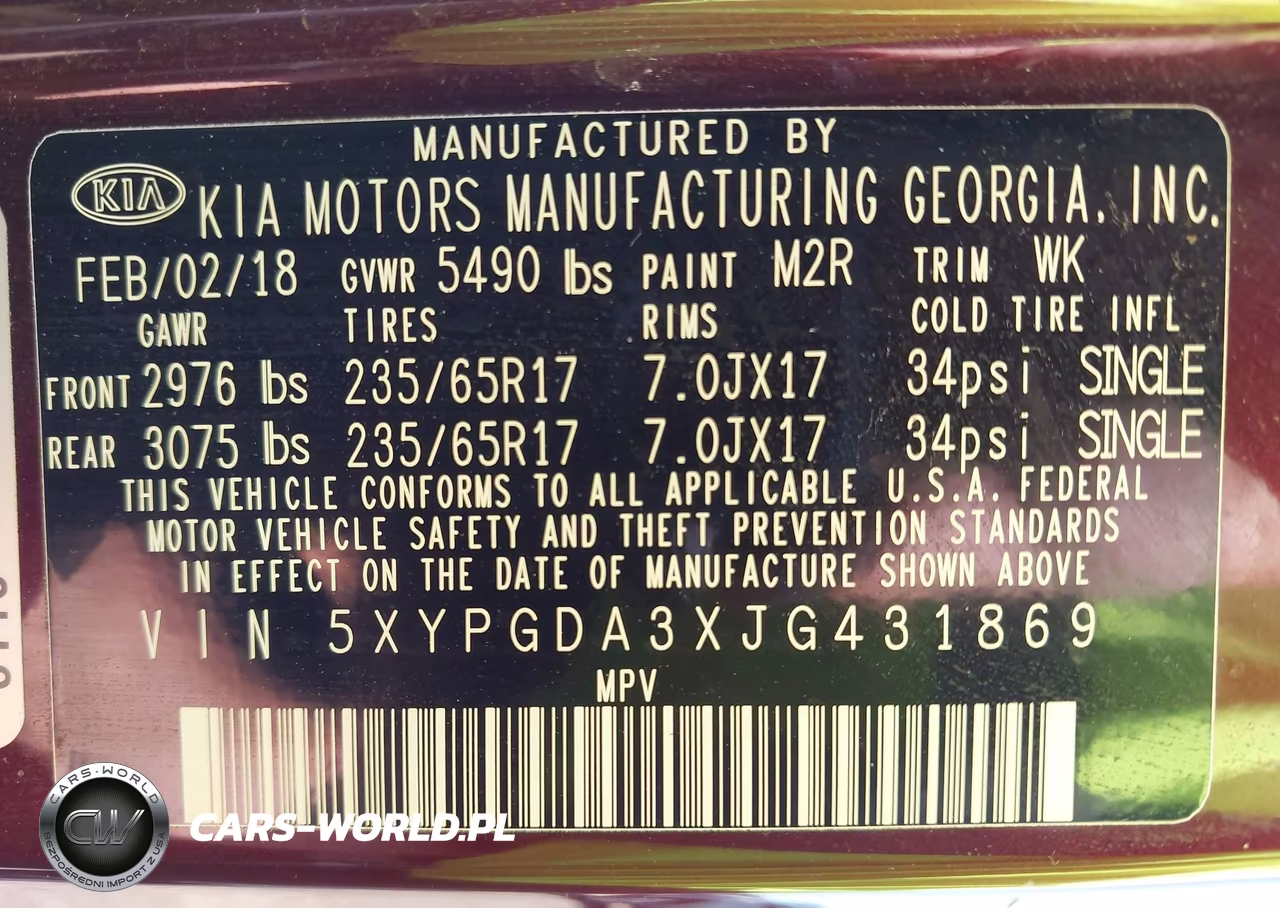 2018 Kia Sorento 2.4L Lx VIN:5XYPGDA3XJG431869 - 9