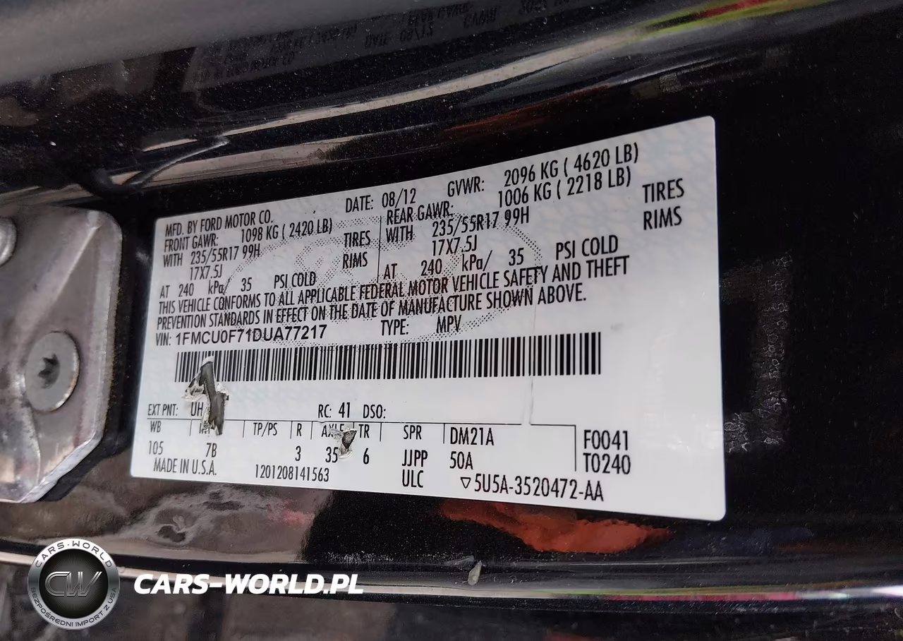 2013 Ford Escape S VIN:1FMCU0F71DUA77217 - 9