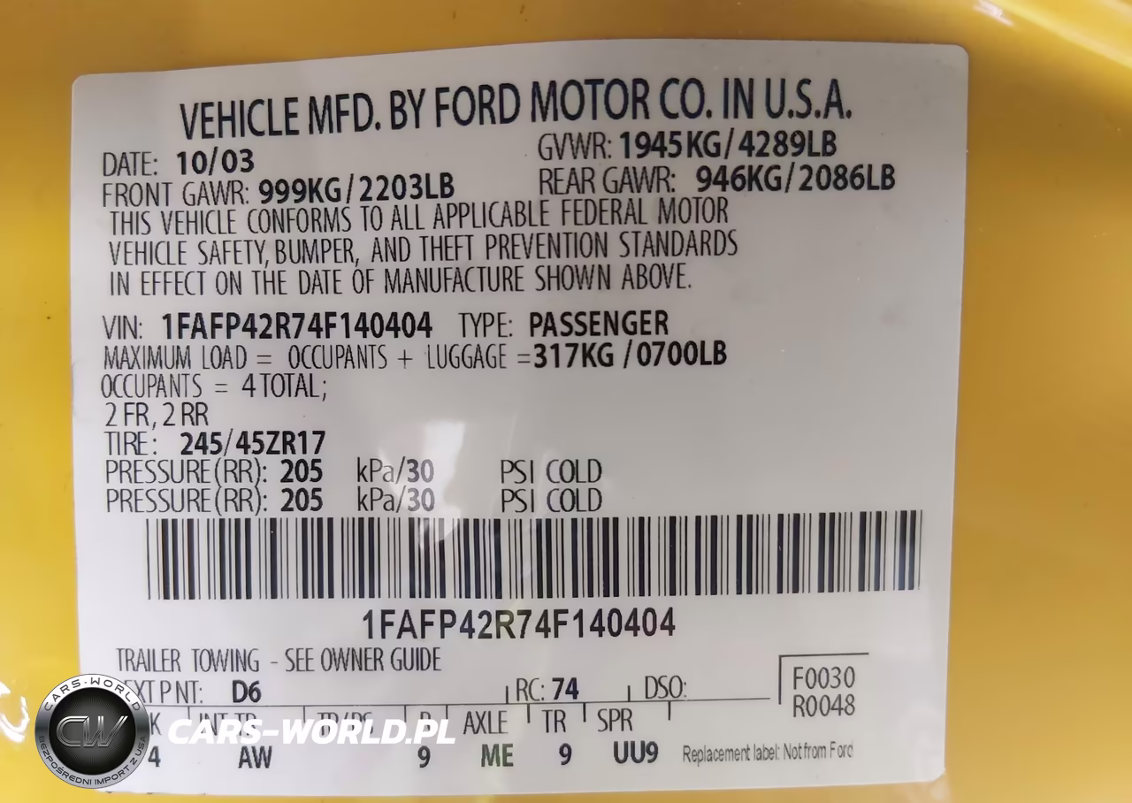 2004 Ford Mustang Mach 1 VIN:1FAFP42R74F140404 - 9