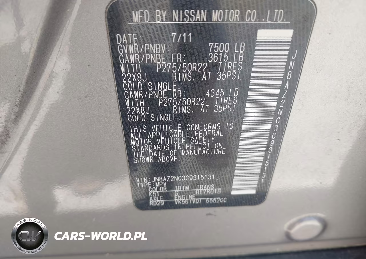 2012 Infiniti Qx56 VIN:JN8AZ2NC3C9315131 - 9