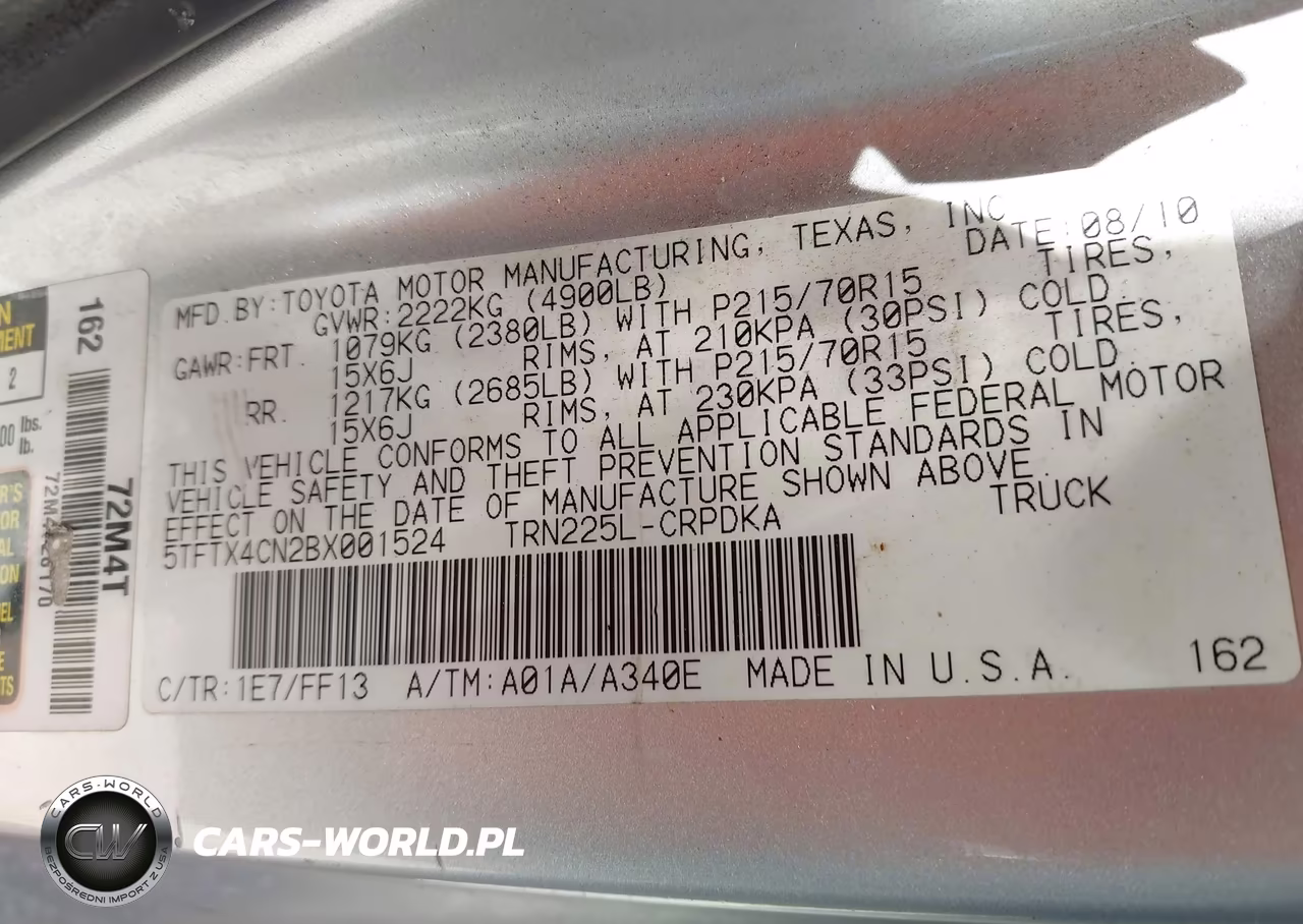 2011 Toyota Tacoma VIN:5TFTX4CN2BX001524 - 9