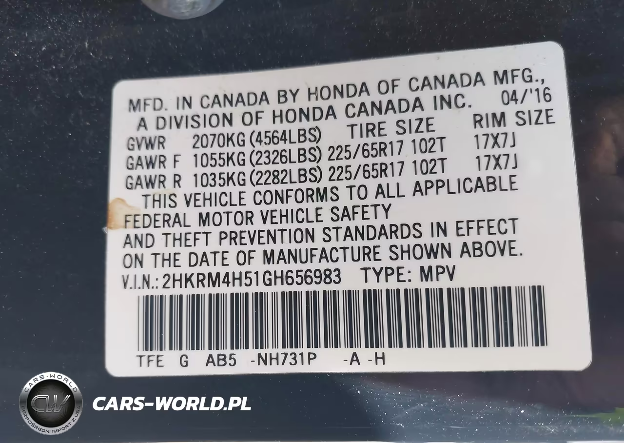 2016 Honda Cr-V Ex VIN:2HKRM4H51GH656983 - 9