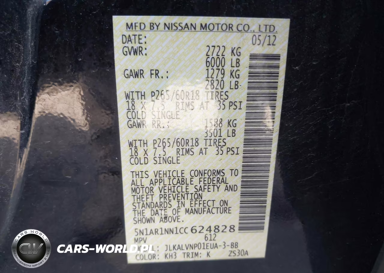 2012 Nissan Pathfinder Le VIN:5N1AR1NN1CC624828 - 9