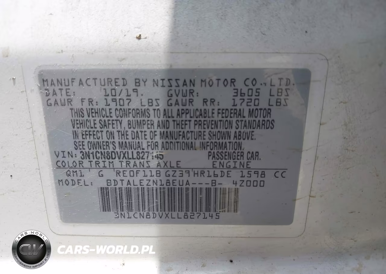 2020 Nissan Versa S Xtronic Cvt VIN:3N1CN8DVXLL827145 - 9