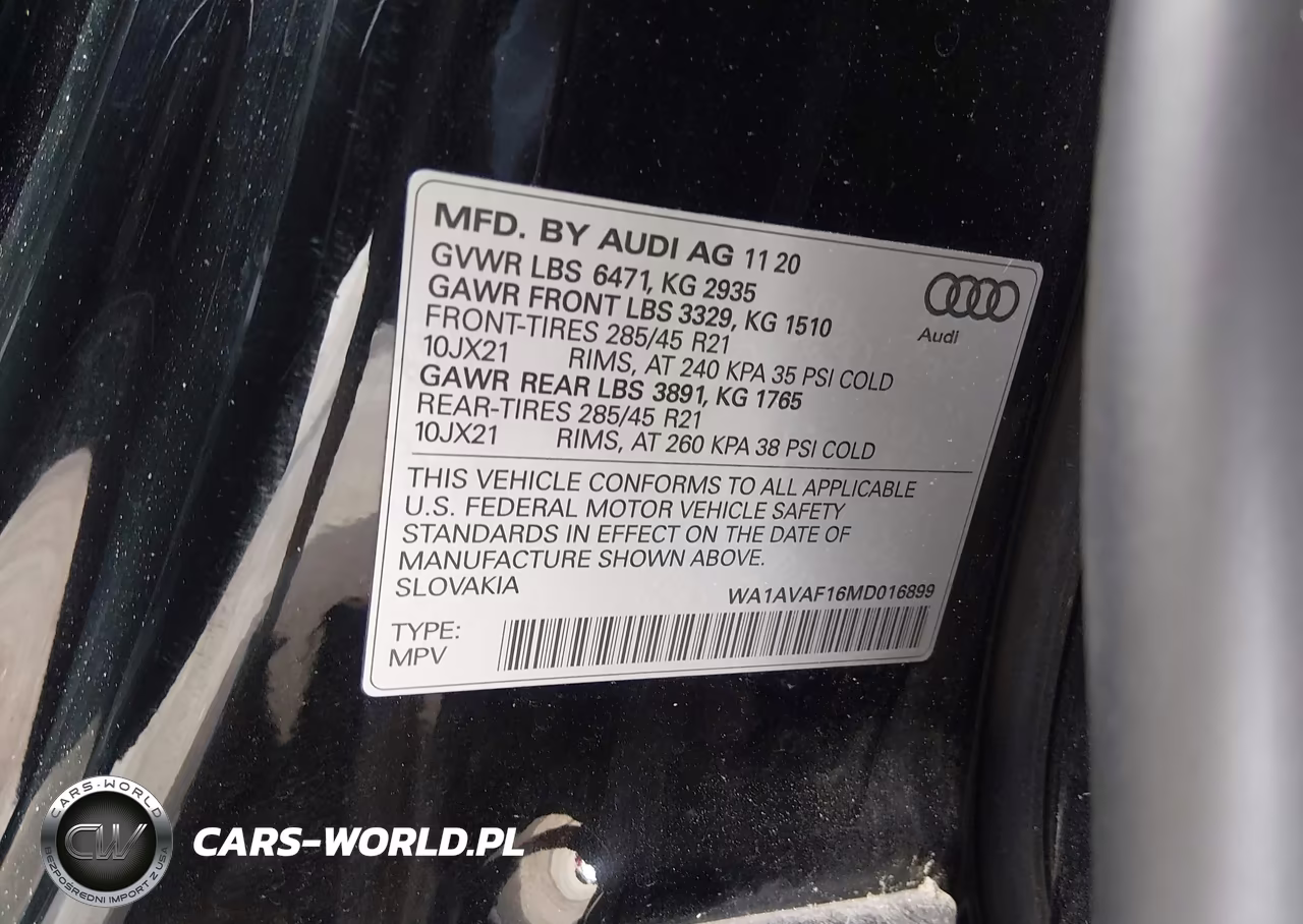 2021 Audi Q8 Premium 55 Tfsi Quattro Tiptronic VIN:WA1AVAF16MD016899 - 9