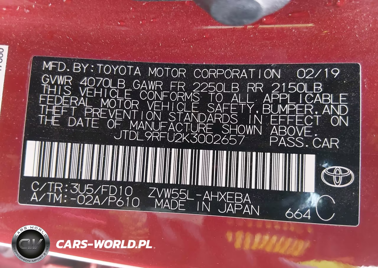 2019 Toyota Prius Le VIN:JTDL9RFU2K3002657 - 9