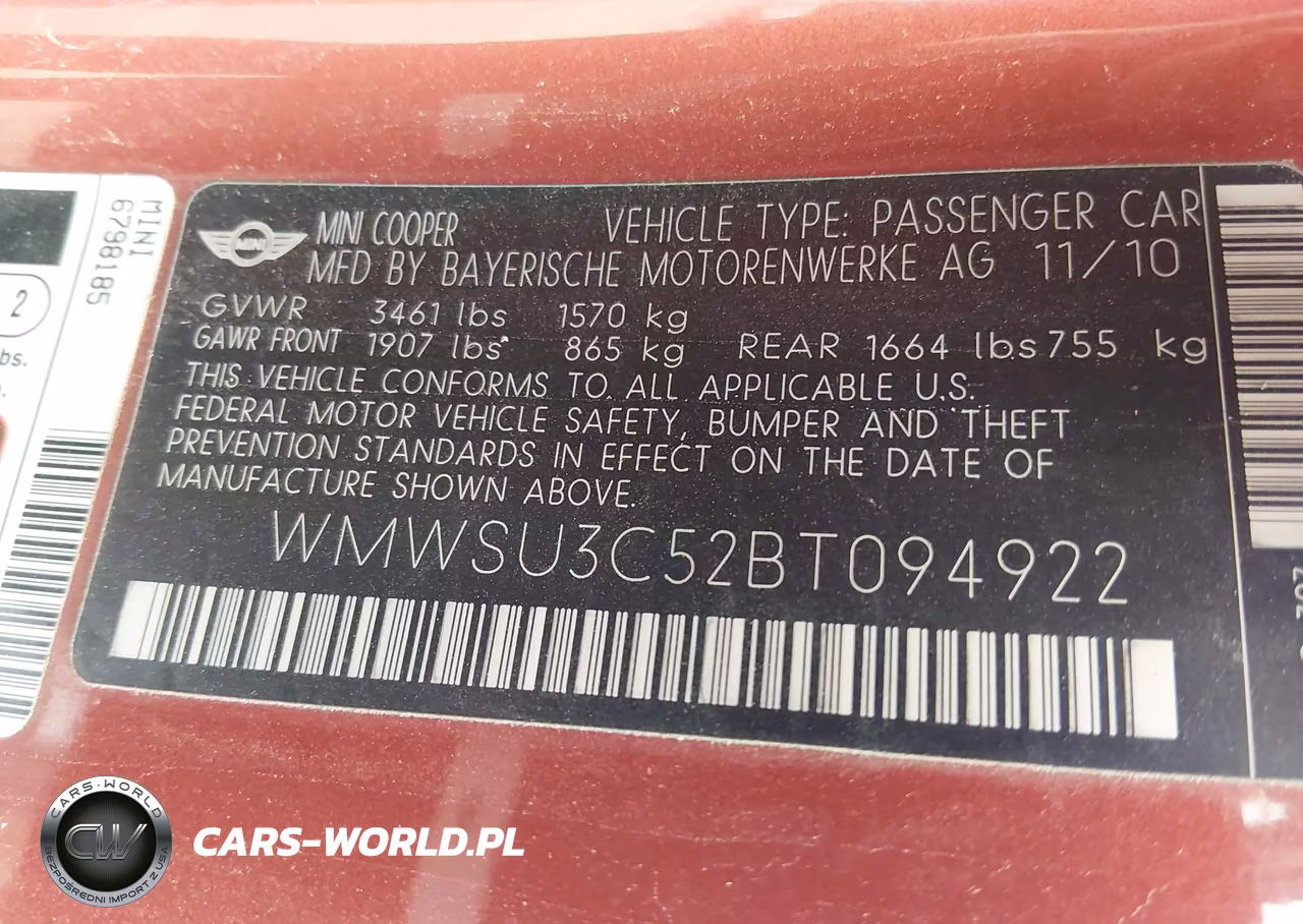 2011 Mini Cooper VIN:WMWSU3C52BT094922 - 9
