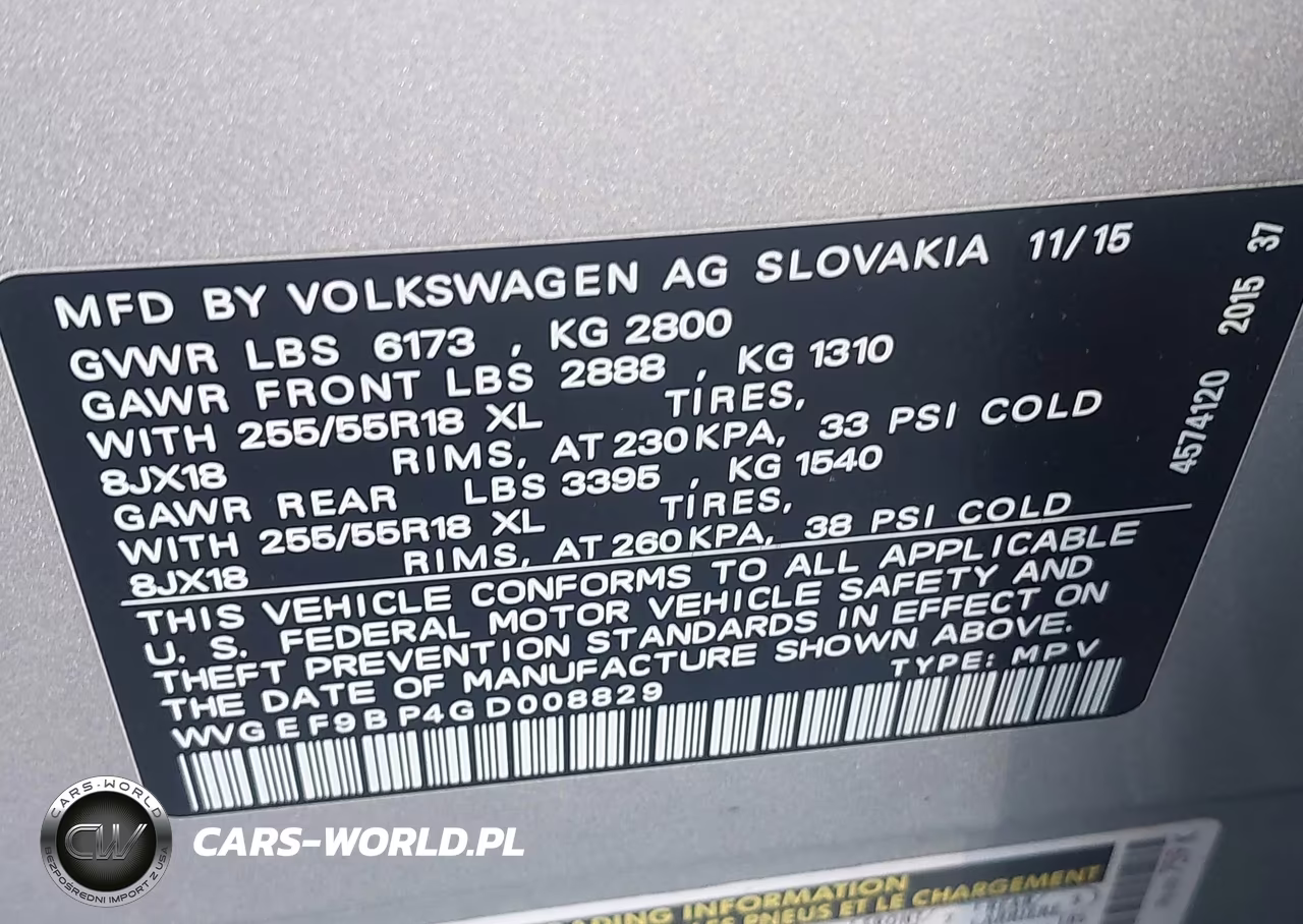 2016 Volkswagen Touareg Vr6 Sport VIN:WVGEF9BP4GD008829 - 9