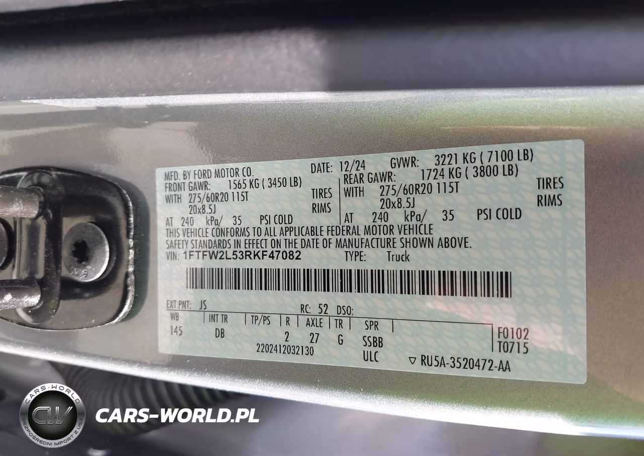 2024 Ford F-150 Stx VIN:1FTFW2L53RKF47082 - 9