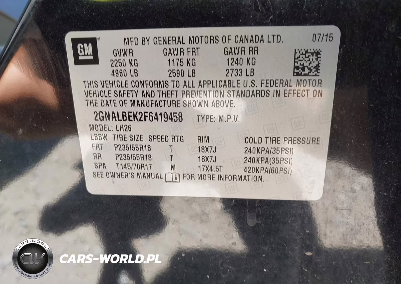 2015 Chevrolet Equinox 1Lt VIN:2GNALBEK2F6419458 - 9