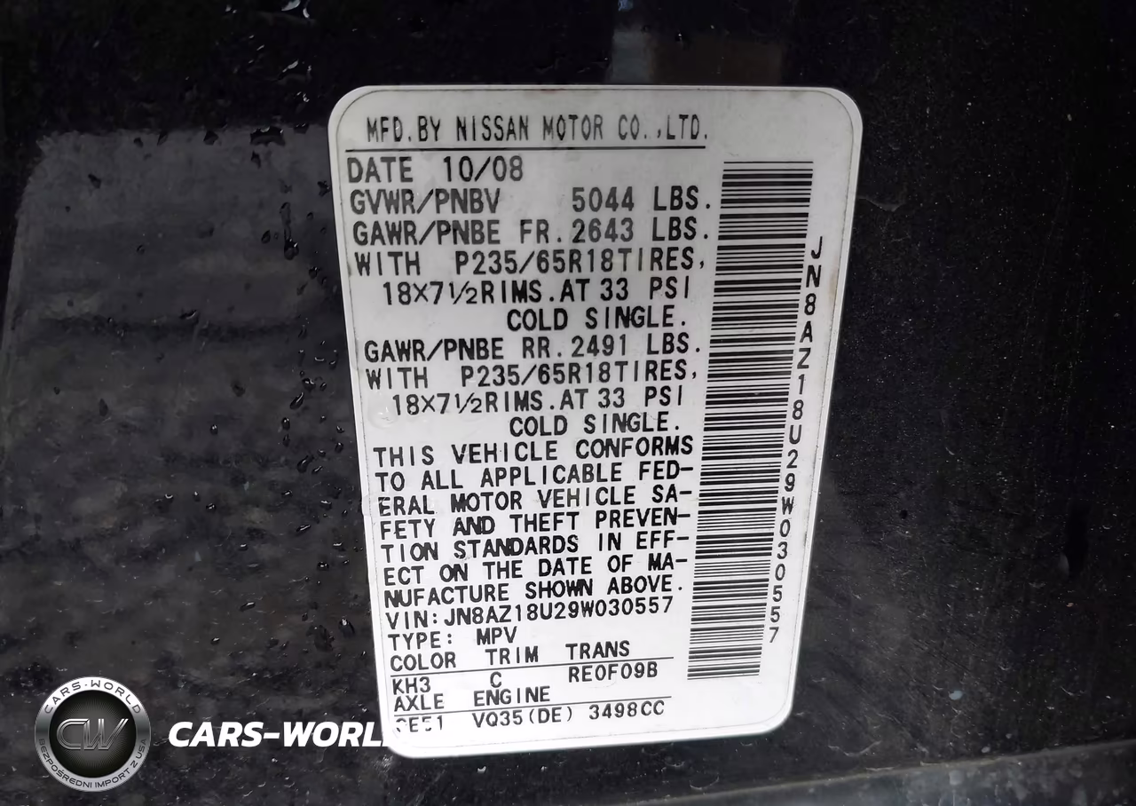 2009 Nissan Murano Sl VIN:JN8AZ18U29W030557 - 9